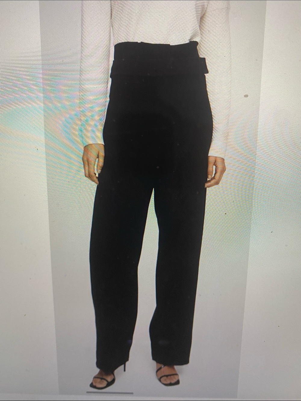 Babaton Jermaine Black Paperbag-Waist Wide Leg Trousers